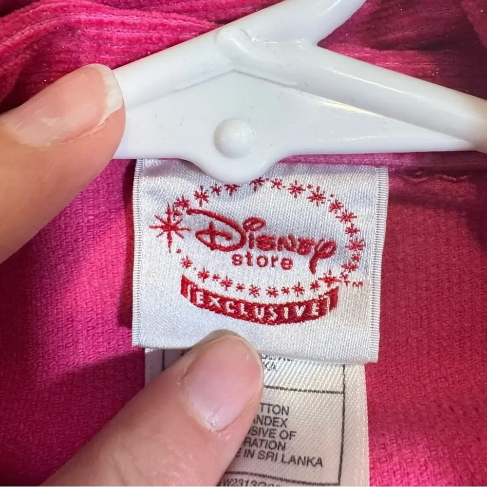 Vintage Disney Y2K Pink Glitter Corduroy Princess Embroidered Jacket Girls XS 4T
